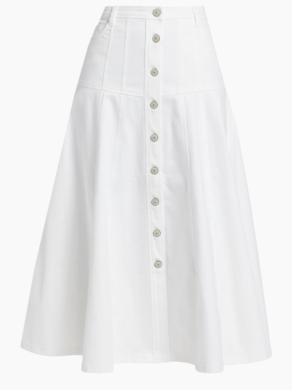 Cinq a Sept Women's White Veena Denim Midi-Skirt Size 4